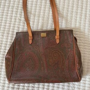 Etro Elegant Brown Paisley Tote Bag